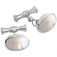 CU402 Ari D Norman Sterling Silver Mother of Pearl Oval Cufflinks