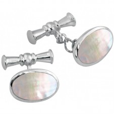 CU402 Ari D Norman Sterling Silver Mother of Pearl Oval Cufflinks