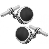 CU388 Ari D Norman Sterling Silver Oval Onyx Cufflinks