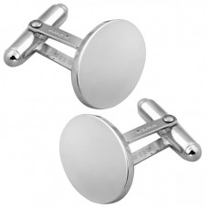 CU412 Ari D Norman Sterling Silver Plain Oval Cufflinks