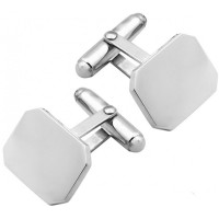 CU417 Ari D Norman Sterling Silver Plain Rectangular Cufflinks