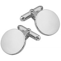 CU416 Ari D Norman Sterling Silver Plain Round Cufflinks