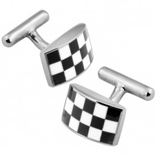 CU438 Ari D Norman Sterling Silver Rectangular Checkered Cufflinks