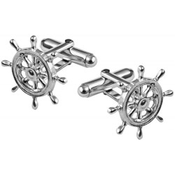 Ships Wheel Torpedo Cufflinks 925 Sterling Silver English Hallmarks