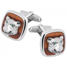 CU585 Ari D Norman Sterling Silver Tiger Cufflinks